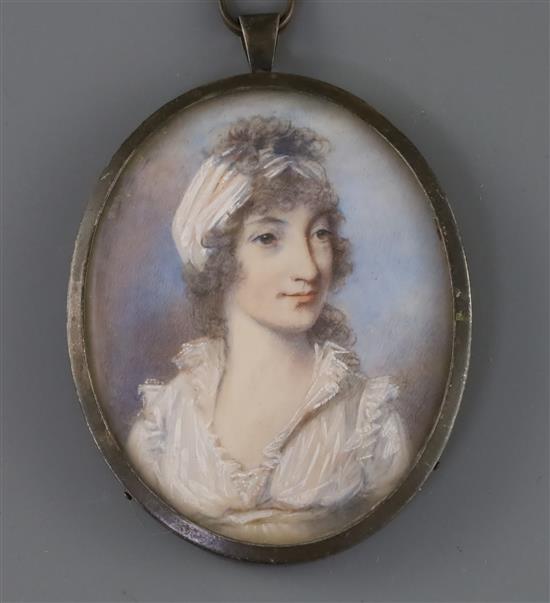 18th century English School, miniature of a lady